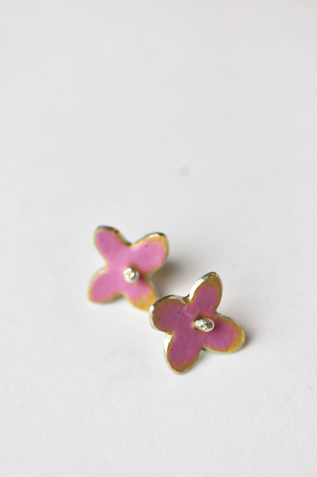 Daisy Enamel Stud Earrings, Pink